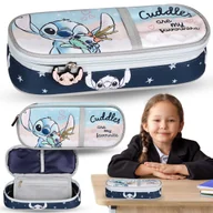 Piórniki - DISNEY Stitch KOMOROWY piórnik szkolny, Usztywniana saszetka OWALNA dla dziewczynki 6x22x10cm - miniaturka - grafika 1