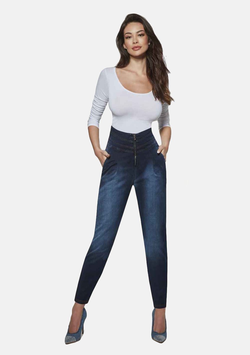 Spodnie LYNDA z dekatyzowanego dżinsu ścieranego ręcznie, Bas Bleu