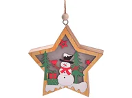 Oświetlenie świąteczne - Lampka świąteczna BELINE drewniana bałwanek gwiazda - miniaturka - grafika 1