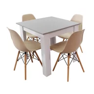 Stoły z krzesłami - Zestaw stół Modern 80 GW i 4 krzesła Milano beżowe - miniaturka - grafika 1