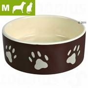 Miski dla psów - Ceramiczna miseczka z motywem łapek , brązowa - 0,8 l/ O 16 cm - miniaturka - grafika 1