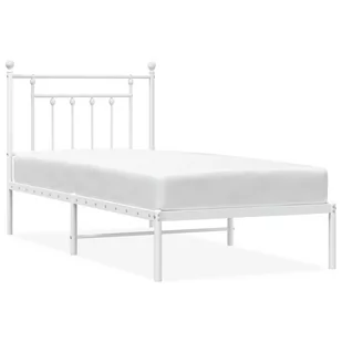 Metalowa rama łóżka z wezgłowiem, biała, 90x190 cm Lumarko! - Inne meble do sypialni - miniaturka - grafika 1