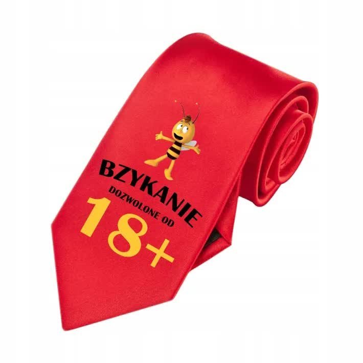 KRAWAT CZERWONY NA PREZENT 18STE URODZINY BZYKANIE DOZWOLONE ŚMIESZNE WZORY