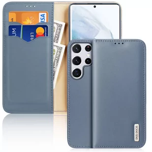 Dux Ducis Hivo skórzane etui z klapką pokrowiec ze skóry naturalnej portfel na karty i dokumenty Samsung Galaxy S22 Ultra niebieski - Etui i futerały do telefonów - miniaturka - grafika 1