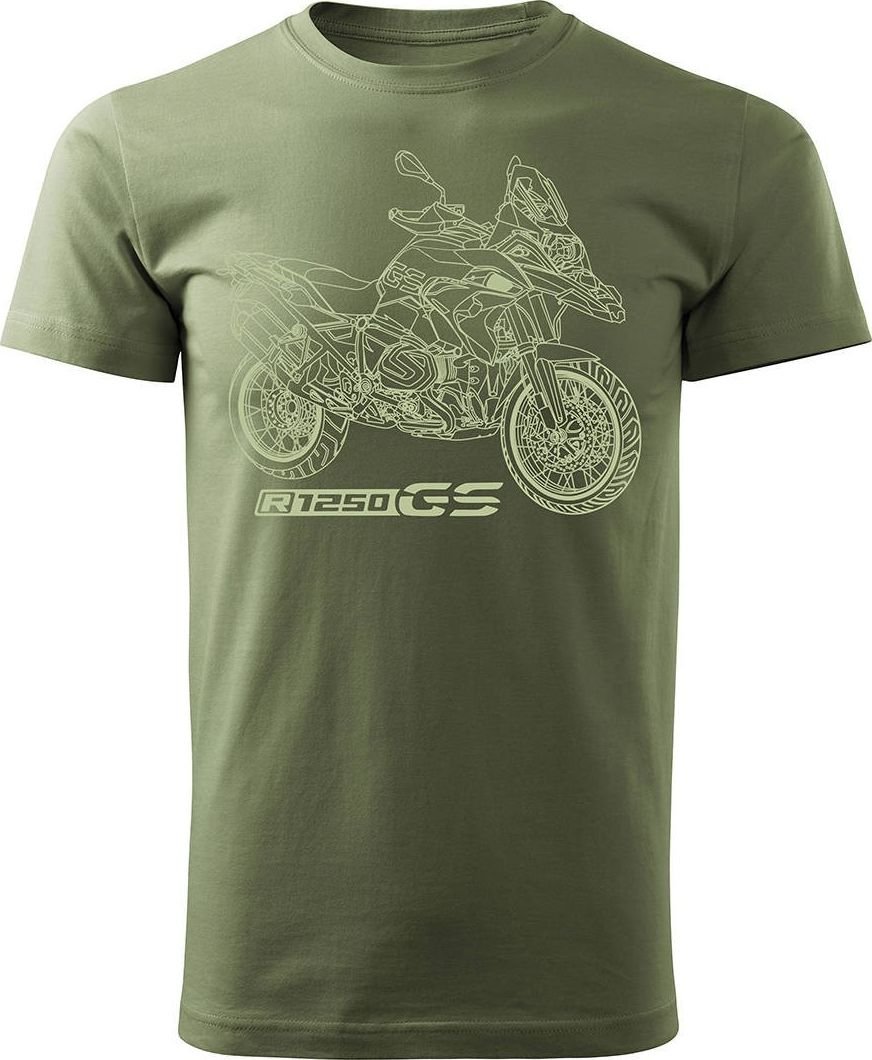 Topslang Koszulka motocyklowa z motocyklem na motor BMW GS 1250 ADVENTURE męska khaki REGULAR M