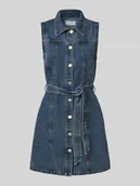 Sukienki - Sukienka jeansowa z wiązanym paskiem model ‘ALVI’ - miniaturka - grafika 1