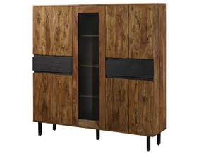Witryna Drewniana Lichtenberg #101 158X40X160 Cm Palisander Sheesham Naturalny B 8906 - Witryny - miniaturka - grafika 1