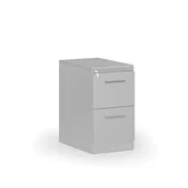 Szafy biurowe - Kartoteka metalowa KOMBI z drewnianym frontem A4, 2 szuflady, szary/szary - miniaturka - grafika 1