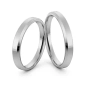 Obrączki ślubne - Obrączki ślubne klasyczne płaskie fazowane z białego złota 3 mm - miniaturka - grafika 1