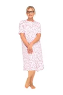 Bielizna nocna - KOSZULA NOCNA DAMSKA 3XL KRÓTKI RĘKAW BAWEŁNIANA ROZPINANA RÓŻOWA KWIATY - miniaturka - grafika 1