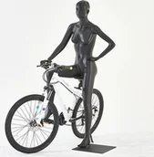 Manekiny wystawowe - QF-8 kobieta rower pozować Eurotondisplay Sportowe manekiny mężczyzna kobieta czarny matowy rower pozować koszykówka piłka nożna lub bieganie aktywna pozować Piękne i wysokiej jakości - miniaturka - grafika 1