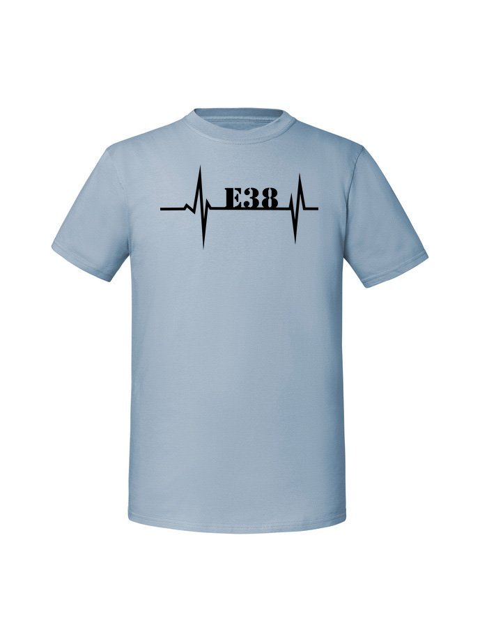 Męska koszulka z nadrukiem - Linia życia E38 Mineralny Błękit S
