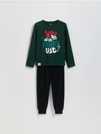 Skarpetki dla dzieci - Reserved - Świąteczna piżama z bawełny - ciemnozielony - miniaturka - grafika 1
