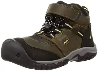 Buty dla chłopców - KEEN Wodoodporne buty trekkingowe Ridge Flex Mid unisex, Ciemny oliwkowy ciemny ciemny cytron - grafika 1
