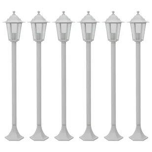 vidaXL Lampy ogrodowe, 110 cm, E27, aluminium, 6 szt., białe - Lampy ogrodowe - miniaturka - grafika 1