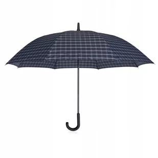 BETLEWSKI Granatowy parasol półautomatyczny duża parasolka w kratkę XL - Parasole - miniaturka - grafika 1