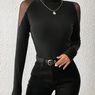 Bluzki damskie - TEMU Bluzka Damska Elegancka z DﾅＶgim Rﾄ冖awem 窶� Nieprzezroczysta Koszulka PodkﾅＢdowa, Idealna na Jesieﾅ�/Zimﾄ�, Stylowa i Profesjonalna, Miﾄ冖ki - miniaturka - grafika 1
