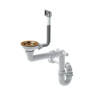 Syfony - Syfon zlewu 90 mm prostokąt 1-KOMOROWY oszczędzający miejsce miedź QUADRON - miniaturka - grafika 1