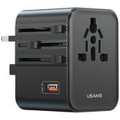 Ładowarki do telefonów - Ładowarka sieciowa USAMS Travel Adapter CC309 2xUSB-C 25W 4w1 US/AU/EU/UK czarny - miniaturka - grafika 1