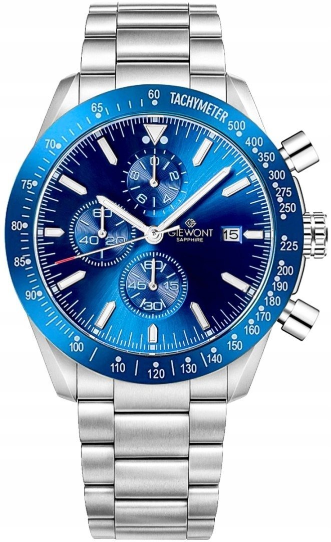 Zegarek Giewont Zegarek Męski Chronograph Sapphire Srebrno Niebieski GW8720-B3