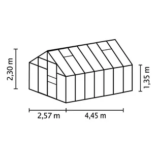 VITAVIA szklarnia ogrodowa Merkur 11500, srebrna - 11,5 m2, (2,57 m x 4,45 m) + baza - Szklarnie ogrodowe - miniaturka - grafika 2