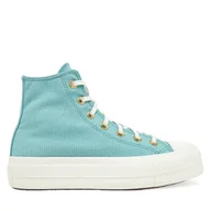 Trampki damskie - Trampki Converse Chuck Taylor All Star Lift Platform Gold A11495C Turkusowy - miniaturka - grafika 1
