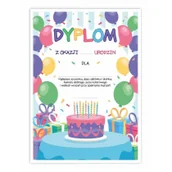 Dyplomy i okładki - LearnHow Dyplom A4 urodzinowy - Tort 5szt - miniaturka - grafika 1