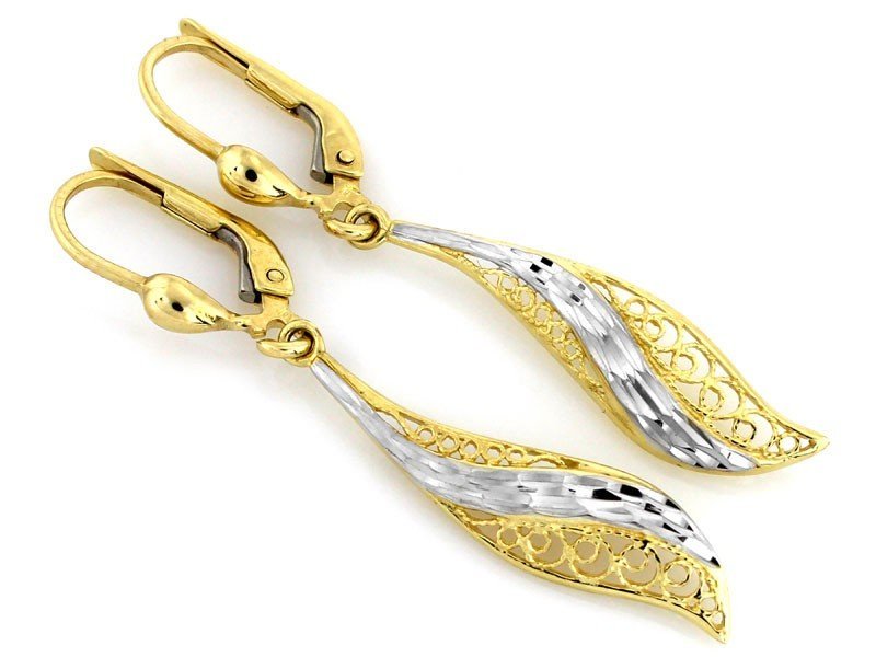 Ażurowe kolczyki złote 375 wiszące 2.39g