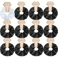 Ozdoby do włosów - TEMU 12 szt. Zestaw do włosów dla druhen - Gumki i spinki z wydłużonym kokardami (bez spinek) – Beige/Czarny/Brązowy/Zielony/Biały – Hurtowe upominy - miniaturka - grafika 1