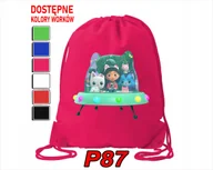 Torby szkolne - WOREK SZKOLNY NA WF BUTY KOTKI DOMEK BAJKI DLA DZIECI 3 WZORY + IMIĘ - miniaturka - grafika 1