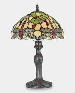 Lampa Witrażowa w Stylu Tiffany Ważka na Liściu - Lampy stojące - miniaturka - grafika 1