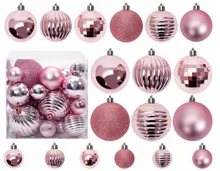 Bombki Choinkowe Zestaw Komplet Dekoracje Xxl Róż - Bombki - miniaturka - grafika 1