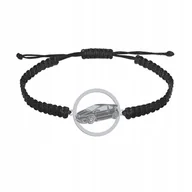 Bransolety męskie - Bransoleta Męska Samochód Srebro 925 Makrama Prezent GRAWER GRATIS - miniaturka - grafika 1