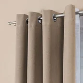 Zasłony - Gotowa zasłona do salonu 100% zaciemniająca na przelotkach, kolor beżowy, rozmiar: 140x230 cm - miniaturka - grafika 1