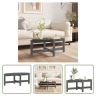 Ławy i stoliki kawowe - The Living Store Stolik kawowy szary 87x48x35 cm lite drewno sosnowe - miniaturka - grafika 1