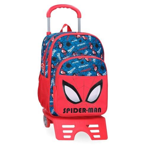 Joumma Marvel Spiderman Authentic Plecak szkolny z wózkiem Czerwony 30x40x13 cm Poliester 15,6L, Czerwone, plecak szkolny na kółkach