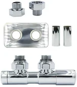 Zawory i kraniki - Zawór regulacyjny 50mm TWINS chrom prawy GZ1/2 All in One rozeta zespolona prostokątna - miniaturka - grafika 1