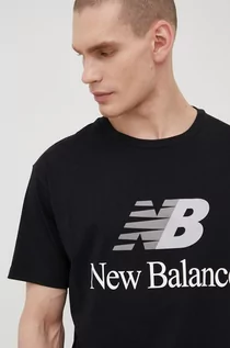 Koszulki męskie - New Balance t-shirt bawełniany kolor czarny z nadrukiem - grafika 1