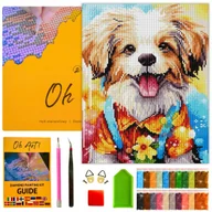 Zabawki kreatywne - Haft Diamentowy z ramką Pies Mozaika 5D Diamond Painting Mozaika 30x40 cm - miniaturka - grafika 1