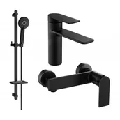 Baterie umywalkowe - Mexen Zero DQ40 zestaw prysznicowy, czarny - miniaturka - grafika 1
