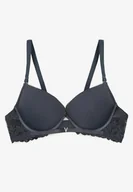 Biustonosze - Granatowy Biustonosz Push-Up z Koronkowym Paskiem Sarolin - Born2be - miniaturka - grafika 1