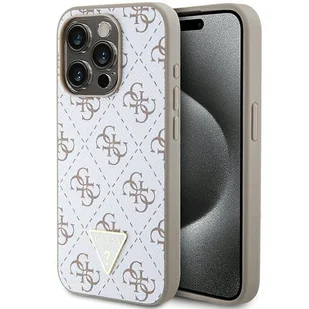 Guess GUHCP15XPG4GPH etui obudowa pokrowiec do iPhone 15 Pro Max 6.7" biały/white hardcase 4G Triangle Metal Logo - Etui i futerały do telefonów - miniaturka - grafika 1