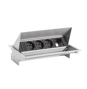 BACHMANN CONEO Set 3xUTE 1xCM 0.2m GST18 białe aluminium - Gniazdka elektryczne - miniaturka - grafika 1