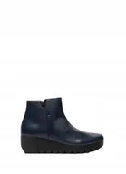 Botki damskie - FLY LONDON GRANATOWE BOTKI NA KLOCKU ZE SKÓRY NATURALNEJ 35 6CA - miniaturka - grafika 1