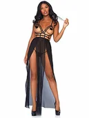 Majtki damskie - Leg Avenue Sukienka maxi w klatce i stringi, czarna, M/L - miniaturka - grafika 1