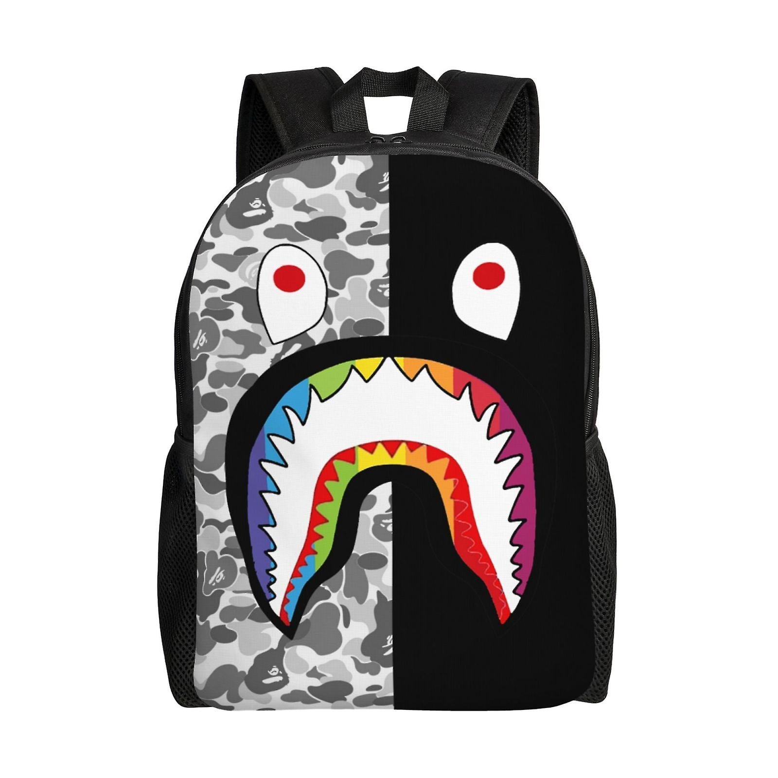 Hip Hop Kamuflaż Bape Shark Plecak Wodoodporny College Tornistry Bookbag Podróże Piesze wycieczki Camping Plecak dla dorosłych Nastolatki Chłopcy D...