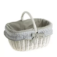 Torby i wózki na zakupy - Wiklinowy Kosz na Zakupy Wybielany i Obszyty Tkaniną 42x34 H21/35 cm - miniaturka - grafika 1