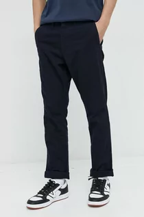Spodnie męskie - Superdry spodnie bawełniane męskie kolor granatowy dopasowane - grafika 1