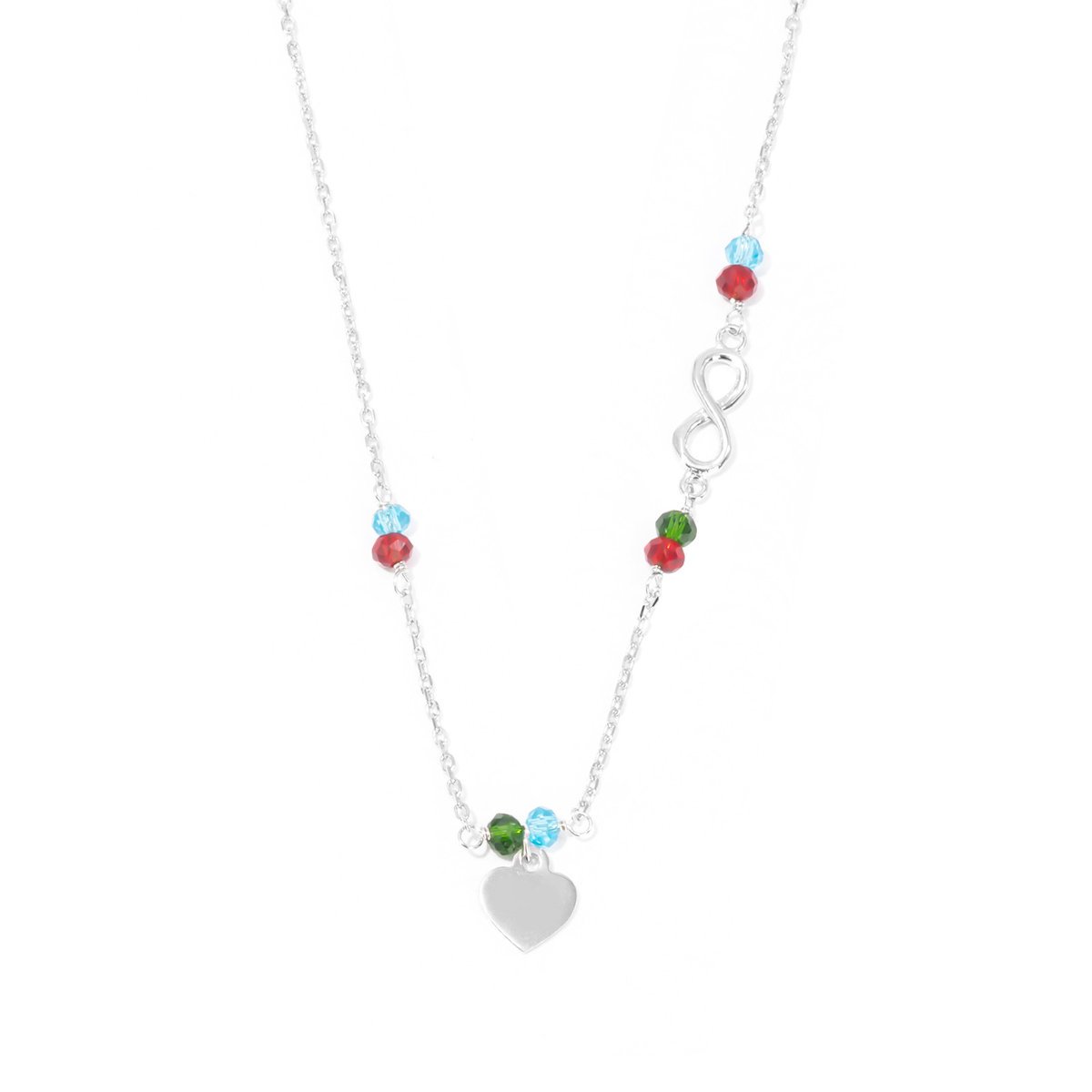 Srebrny naszyjnik 925 Nieskończoność Serce Koraliki