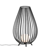 Lampy stojące - QAZQA Designerska lampa podłogowa czarna z opalowym kloszem 110 cm IP44 - Angela - miniaturka - grafika 1